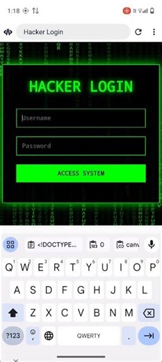 I Built a Hacker Login Screen on My Phone 💻 #html #tech #viral
