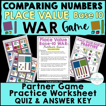 Place Value War Game- Comparing Numbers with Base Ten Blocks 2nd Grade Math Game