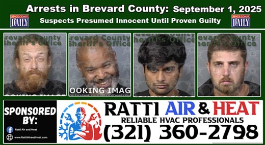 Arrests In Brevard County: September 1, 2025 – Suspects Presumed Innocent Until Proven Guilty - Space Coast Daily
