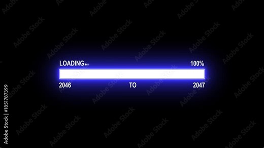 Loading Bar Showing Progress From Year 2046 To 2047 With 100 Percent Complete progress bar progress indicator. 4K motion animation on a transparent background alpha channel.