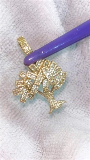 ASMR Gold Jewelry Cleaning: Diamond Tree Pendant Transformation