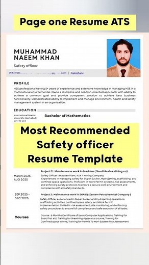 Most Recommended Safety officer Resume Template | How to make safety officer resume