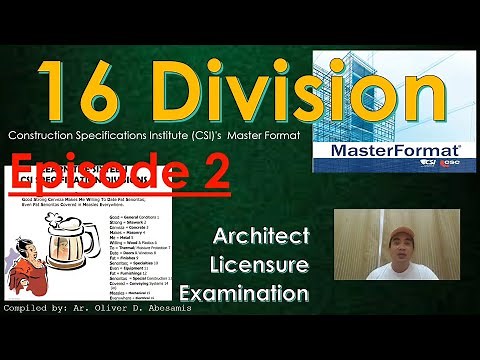 16 Division Episode 2 - Construction Specifications Institute (CSI)'s Master Format - ALE Review