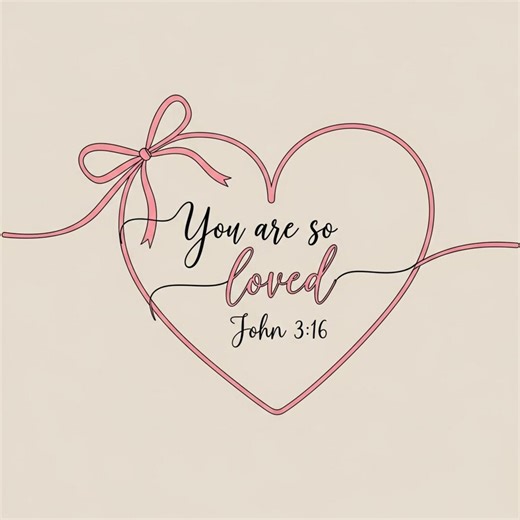 John 3:16 Scripture Wall Art, You Are so Loved Christian Nursery Decor, Minimalist Heart Ribbon Print, Meaningful Baptism or New Baby Gift - Etsy
