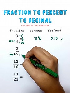 833K views · 4.6K reactions | Fractio to Percent to Decimals‼️ #basicmath #fractions #mathematics #MathTutor #teachergon #math #percent #decimals #mathreview | Ako si Teacher Gon | Facebook