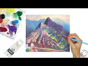 Mountain Painting / Machu Pichu Acrylic Painting / Step-by-Step Tutorial