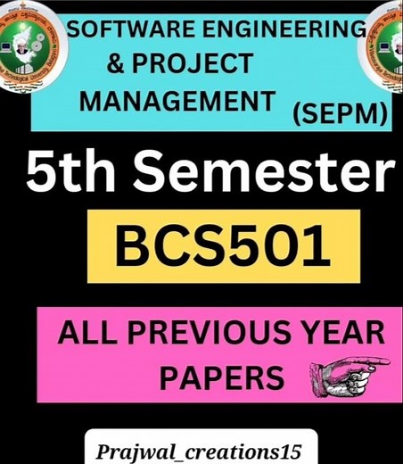 BCS501 Software Engineering & Project Management Previous Year Papers (VTU) #vtu #vtupapers #sepm