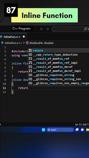 Inline Function in C++ | C++ Tutorials for Beginners|Code Leo#shorts#coding#programming#cpp#87