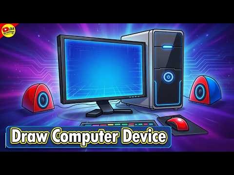 How to draw computer device easy step by step | LBA Drawings