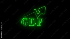 GDP Growth concept. domestic financial growth charts, global economy, national budgets, GDP, gross domestic product. Animation of GDP sign with up arrow graph and chart on transparent background.