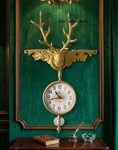 Vintage Deer Head Wall Clock Gold Antlers Rustic Farmhouse Decor Large Stag Hanging - Etsy