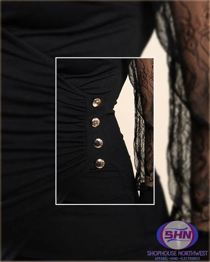 Elegant Mini Dress With Lace Sleeves Black