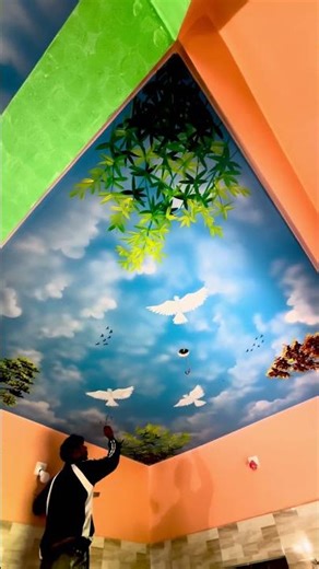 Ceiling wall painting tutorial Part -4#rangchobi_wallart