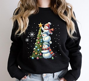 Christmas Snowman Sweater, Christmas Tree Sweatshirt, Cute & Funny Snowman Crewneck, Snowman Lover's Shirt, Xmas Party Sweat, Christmas Gift - Etsy UK