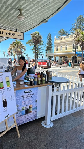 YIELD on Instagram: "Another day in Manly at our pop-up! 🍵🥭🥥🍓 #manlybeach #matcha #popup"
