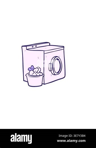 horizontally vibrating animation of cartoon washing machine and laundry Stock Video Footage - Alamy