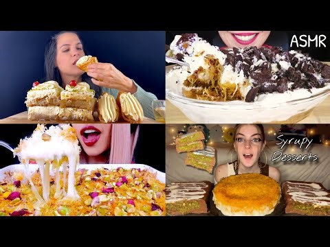 CREAMY SYRUPY EKMEK KADAYIFI CAKE, KUNAFA DESSERT MUKBANG