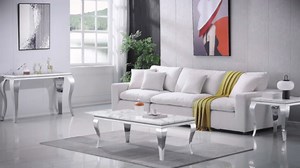 AF ARTISAN FURNITURE Marble Coffee Table, 47 Inch Faux Marble Rectangular Top End Tables with Stainless Steel Legs, Central Cocktail Tea Table for Living Room Office, Gold