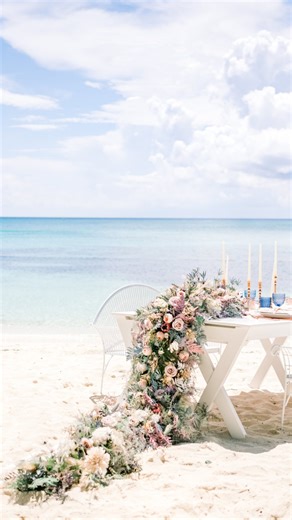 Still swooning over this beach wedding setup at Seven Mile Beach! 😍🌴💖 #celebrations #celebrationsweddings #destinationwedding #caymanislands #smb | Celebrations Cayman