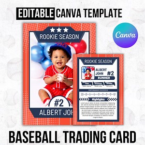 Rookie of the Year 1st Birthday Card, First Birthday Baseball Player Card, Editable Baseball Party Invitation, Baseball Birthday Card, Canva - Etsy Canada