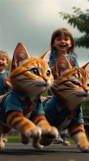 Cat & Dog Playing a Game While Kids Laugh 😂🐶🐱