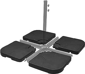 FRUITEAM 4-Piece Offset Umbrella-Base Heavy-Duty Weight Base Water/Sand Filled Up to 140lbs, Cantilever Outdoor Patio Umbrella Square Base Weatherproof Stand-Plate Set Easy-Fill Spouts