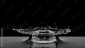 Slow motion Close up Water Liquid Droplet Collision Concept idea. with Alpha. 3D Animation 4K.