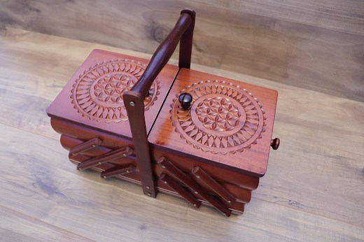 Wooden Sewing Box/sewing Organizer/sewing Basket/sewing Chest/accordion Sewing Box - Etsy