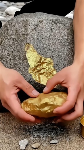 Breaking Open a Rock and Finding a Real Gold Vein! 😱💰 #shorts #gold #mining #asmr