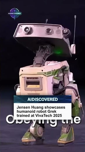 Jensen Huang showcases humanoid robot Grek trained at VivaTech 2025