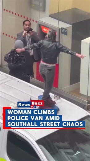 Woman Climbs Police Van Amid Southall Street Chaos