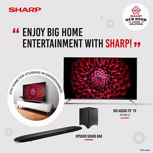 There's no need to face the crowds at cinemas outside when you can have stunning entertainment in the comfort and safety of your home 🤗. Enjoy all your favourite movies, news, programs & games on Sharp's spectacular 70" 4K Android TV. Plus, Opsodis Sound Bar for unrivalled audio performance. It's a fun New NormLiving Solution that will bond your family closer together too, during these challenging times 🥰👍. Find out more and get your New Norm Living Solutions now>> https://my.sharp/NewNormLiv
