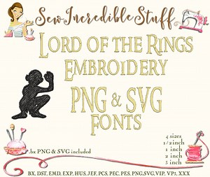 Lord of the Rings, Elvish Ring and Hobbit Calligraphy Machine Embroidery PNG and SVG Fonts, 3 Fonts, 4 Sizes, BX Font, Pes Font. - Etsy