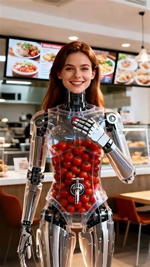 Robot Ketchup Café 🍟🤖 #robotgirl #robot #shorts