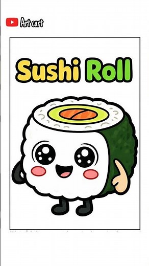 How to draw easy sushi roll #ytshorts #sushi #sushilovers #drawing #tutorial #art #shortfeed