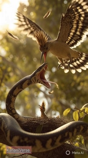 Mother hoppoe Bird Attack on Big Snake Saved Baby Hoppoe Life In Nest #wildlife #shortfeed