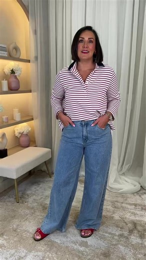 The rugby top that does it all😍 Tucks with ease, opens out into a gorgeous relaxed shape, yet isn’t too oversized around the bust, meaning it’s flattering in all the right places!!❤️ Shop top👉🏼 https://walkinwardrobeonline.com/products/millie-contrast-collar-top-in-wine-stripe?_pos=7&_sid=0f921f86b&_ss=r Shop jeans 👉🏼 https://walkinwardrobeonline.com/products/love-laura-wide-leg-jeans-in-light-wash?_pos=3&_sid=5e5463ca0&_ss=r Love Laura Xo | The Walk In Wardrobe Online