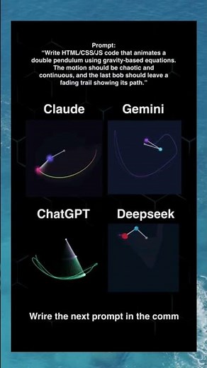 ChatGPT vs Gemini vs DeepSeek vs Claude - Chaotic Double Pendulum Animation (HTML/CSS/JS)