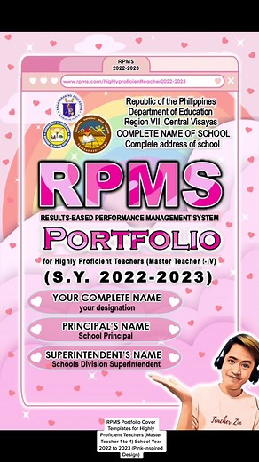 RPMS Portfolio Cover Templates for Highly Proficient Teachers (Master Teacher I-IV) for S.Y. 2022-2023 (Pink-Inspired Design) #rpms #rpmstemplate #rpmstemplate2023 #deped #education #teaching #learning