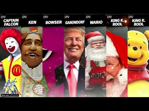 Ronald McDonald vs The Burger King vs Barney vs Trump vs Santa vs Santa vs Winnie the Pooh