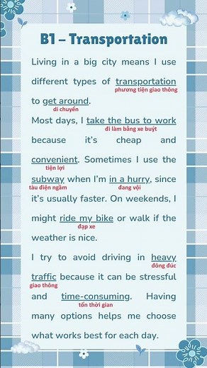 Luyện nghe tiếng Anh B1 - Transportation #learnenglish #english #englishdictation