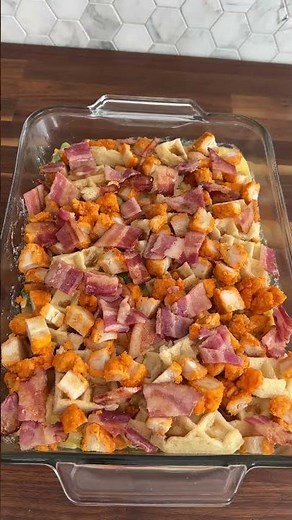 Chicken and Waffle Breakfast Casserole | Easy Make-Ahead Brunch