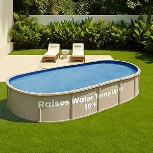 Sun2Solar Solar Pool Cover 16 Mil | 18 x 33 Ft Clear Solar Blanket | Oval Swimming Pool Cover | Water Conservation & Debris Protection