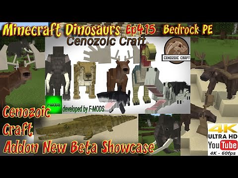 Cenozoic Craft Addon New Beta Animal Showcase 4K 60FPS Minecraft Dinosaurs Ep415