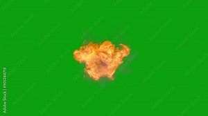 Fireball, seamlessly looping, multiple loops and also a single loop for short shots, green screen for transparent background, 4k 25p