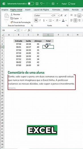 Como calcular o total de horas trabalhadas no Excel #microsoftexcel #excelbasico