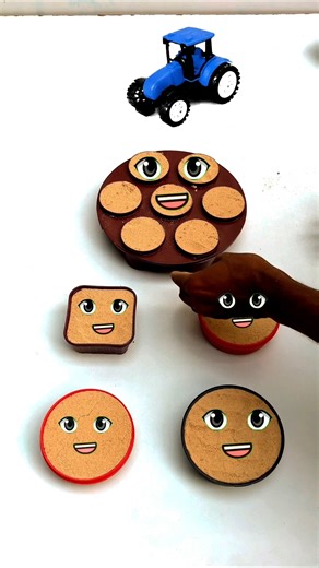Kids Learning Shapes with Smiley Faces & Toy Tractor 🚜#youtube #video #sandart