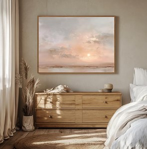 Sunset Watercolor Painting | Calm Landscape Painting for Bedroom | Soft Muted Tones Printable Art, Serene, Tranquil Abstract Landscape Print - Etsy