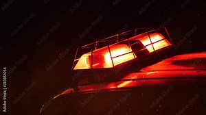 Fire Engine With Flashing Lights And Sparks Slow Motion