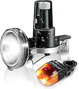 Amazon.com : Bike Lights Front and Back, Fully Dynamo Bike Light Set, Motorized Friction Generator, 200 Lumens, Waterproof, Easy to Install, Never Need Battery Bike Light : Sports & Outdoors